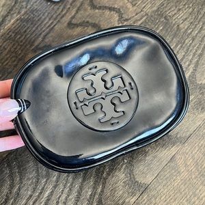 Tory Burch patent leather black cosmetic bag